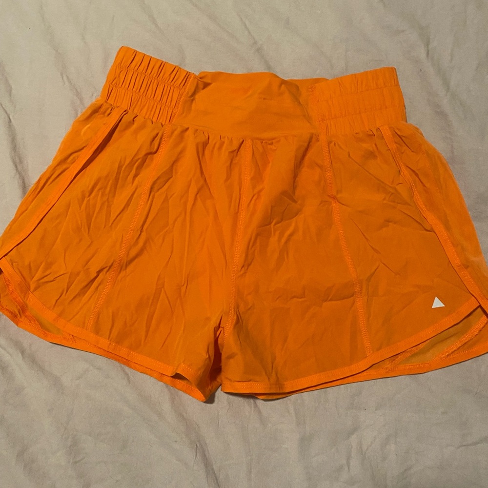 Balance athletica orange breeze shorts with thong liner sz large